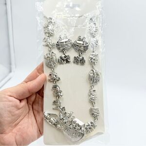 NWT TOFA VINTAGE 1995 BG BERGDORF GOODMAN 17" NOAH ARK NECKLACE Earrings Sets